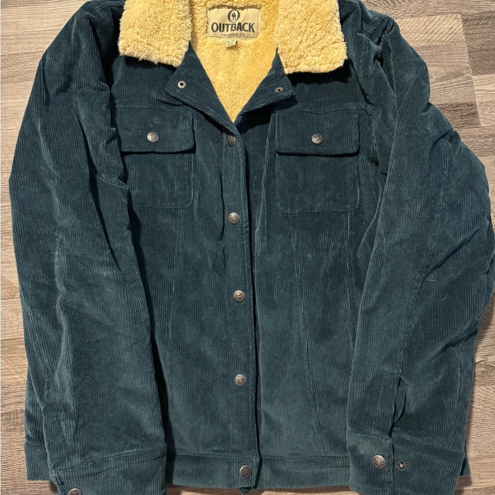 Women’s Turquoise Corduroy Jacket with Sherpa Lining